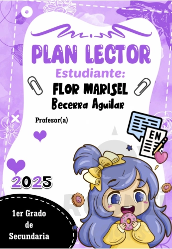 Anime Kawaii Plan Lector Caratula Lila